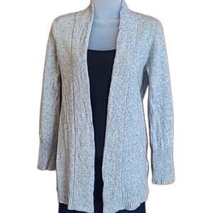 J. Crew Rolled Collar Merino Wool Long Knit Cardigan Sweater Textured Open Shawl